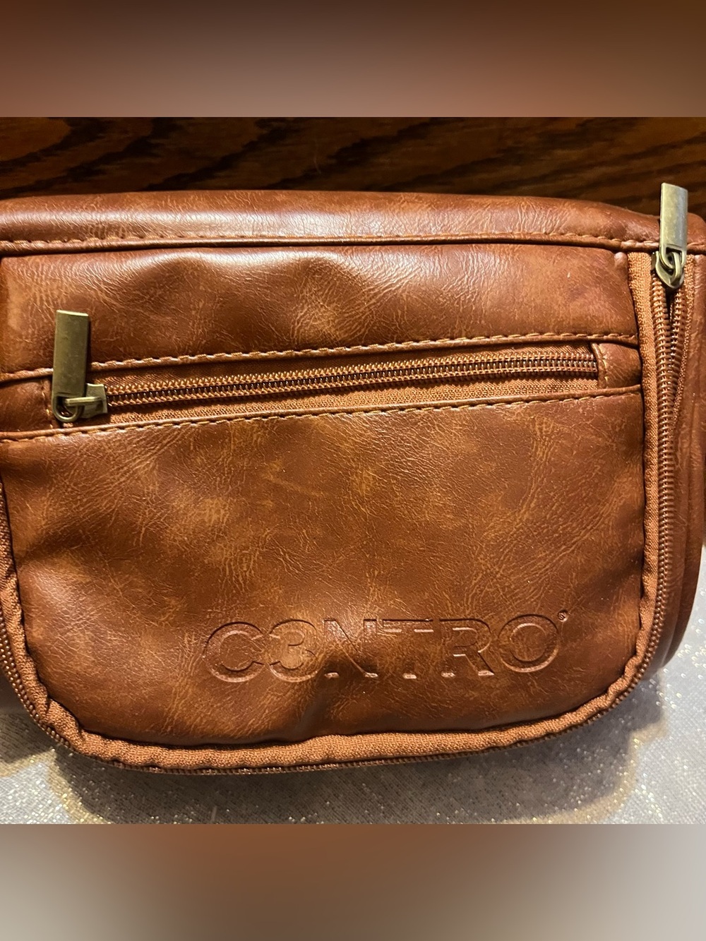 C3NTRO Brown Faux Leather Toiletry Bag/Dopp Kit NWOT’s - Picture 5 of 7
